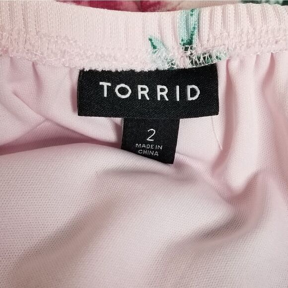 Torrid Mesh Halter O-Ring Tank Top All Over Floral Print Pink Size 2 - Picture 8 of 12